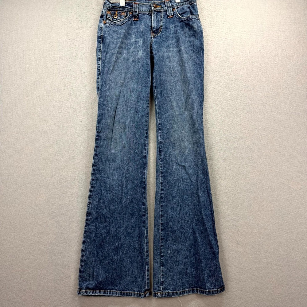 Bongo Flare Jeans Womens 3‎ Fits 26x31* Blue Denim Pants Stretch Flap Pockets